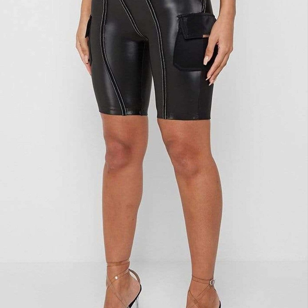 Maniere De Voir Black Bike Shorts Athletic Fit